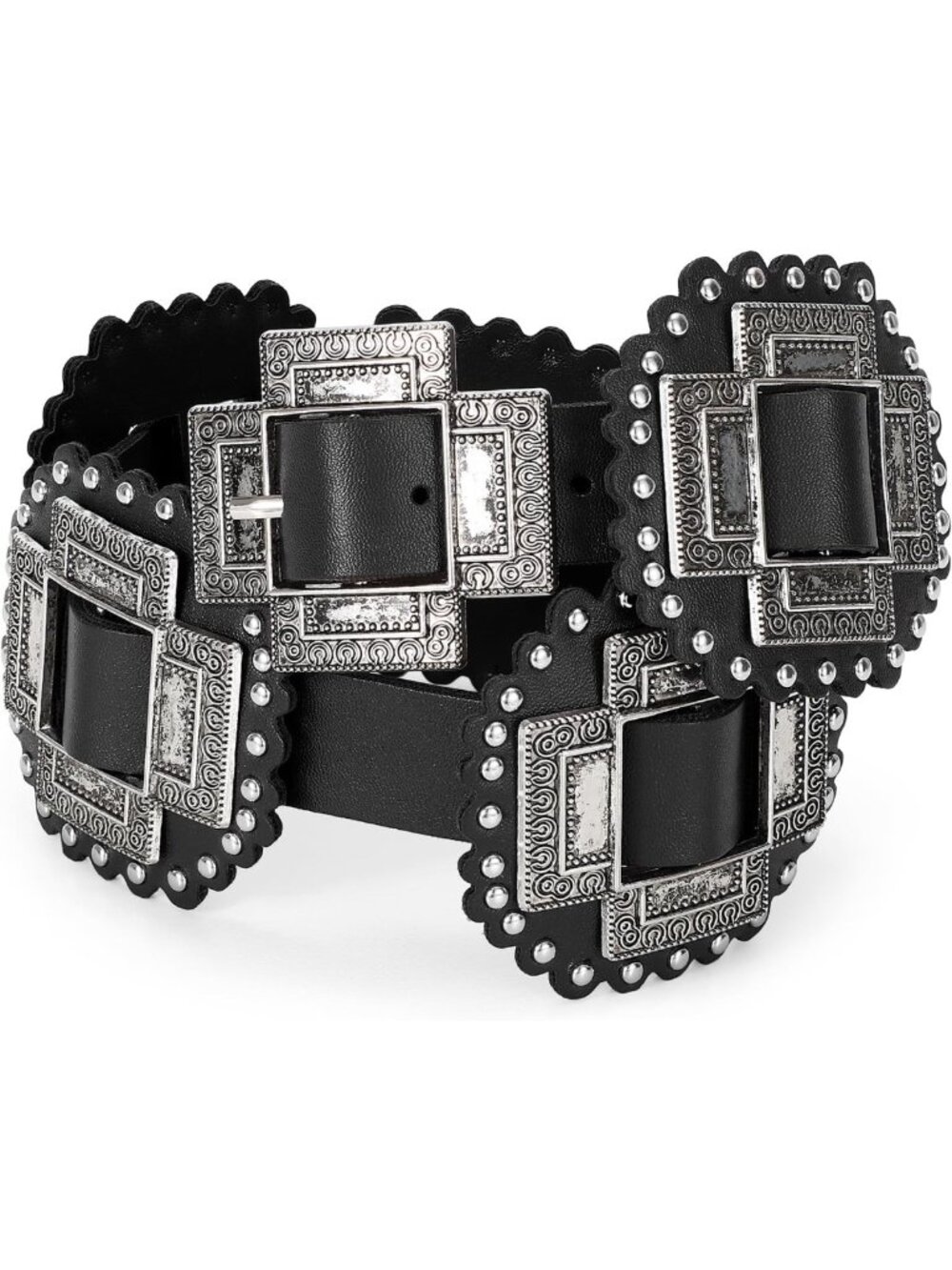 Stylish Western Concho Leather Belt | Boho Cowgirl Wide Belt for Dresses & Jeans